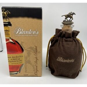 Blanton's Bourbon 750 ML Bottle with "L" bottle stopper EMPTY With Bag and Box